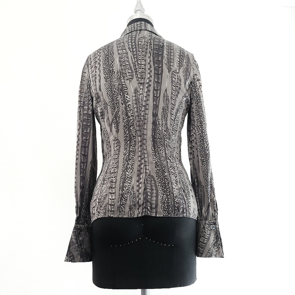 RARE Vintage Valentino Silk Feather Button Down Blouse - Picture 10 of 10